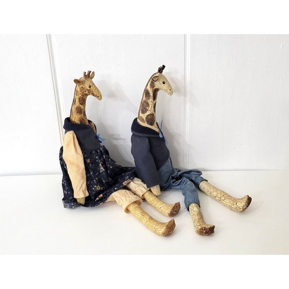 Vintage Artist Folk Dolls Dressed Giraffe Couple - Picture 3 of 7